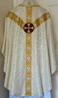 White Gothic Chasuble traditional, silk damask GL004